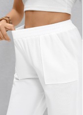 White Straight Leg Elastic Waist High Waisted Pants | thumb picture 