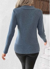 Navy Surplice Long Sleeve V Neck Sweater | thumb picture 
