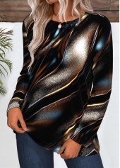 Dark Coffee Dazzle Colorful Print Long Sleeve T Shirt | thumb picture 