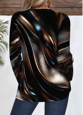 Dark Coffee Dazzle Colorful Print Long Sleeve T Shirt | thumb picture 