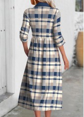 Multi Color Button Plaid Long Sleeve Shirt Collar Dress | thumb picture 