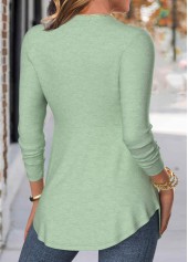 Light Green Button Geometric Print Fake Two Piece Twinset | thumb picture 