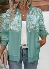 Sage Green Zipper Dazzle Colorful Print Track Jacket