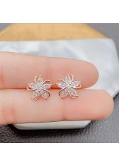 White Floral Design Geometric Copper Earrings | thumb picture 