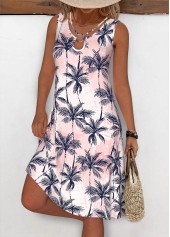 Light Pink Circular Ring Floral Print Short Strappy Dress | thumb picture 