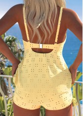 Jacquard Detail Yellow Bandeau Tankini Set | thumb picture 