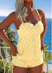 Jacquard Detail Yellow Bandeau Tankini Set | thumb picture 