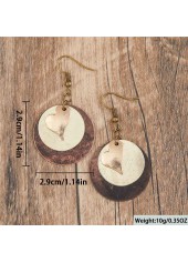 Dark Coffee Heart Round Alloy Earrings