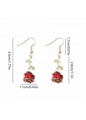 Red Rose Floral Plants Alloy Earrings | thumb picture 