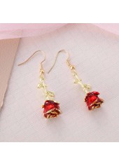 Red Rose Floral Plants Alloy Earrings | thumb picture 