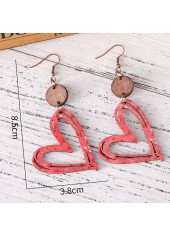 Coral Heart Design Hollow Wood Earrings | thumb picture 