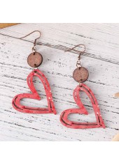 Coral Heart Design Hollow Wood Earrings | thumb picture 