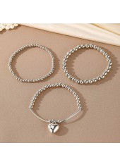 Silver Heart Alloy Beaded Bracelet Set | thumb picture 