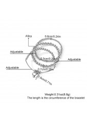 Silver Heart Alloy Beaded Bracelet Set | thumb picture 