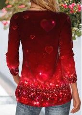 Deep Red Heart Print Long Sleeve T Shirt | thumb picture 