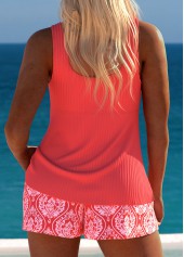 Drawstring Tribal Print Coral Tankini Set | thumb picture 