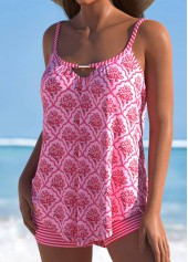 Cut Out Mid Waisted Floral Print Tankini Set | thumb picture 