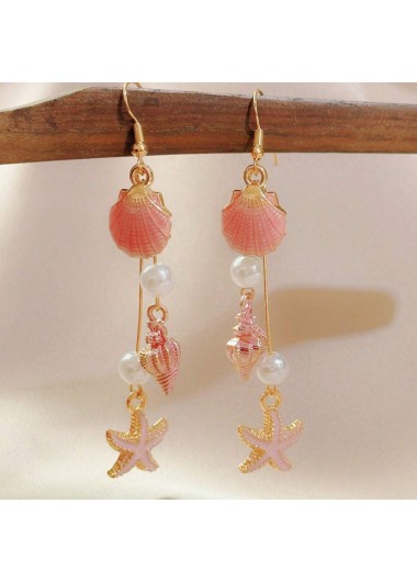 women clothes image of Dusty Pink Color Shell Pearl Earrings