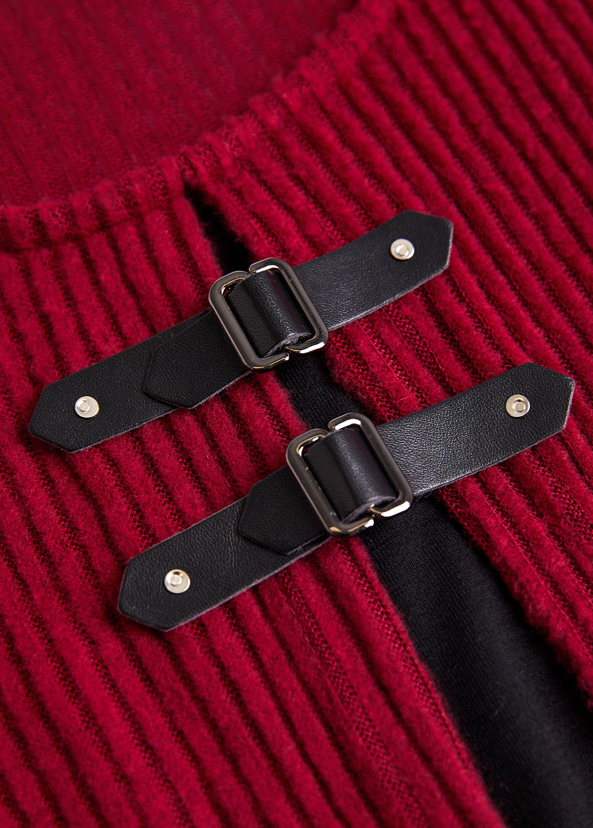 Wine Red Fake 2in1 A Line Dress | picture 