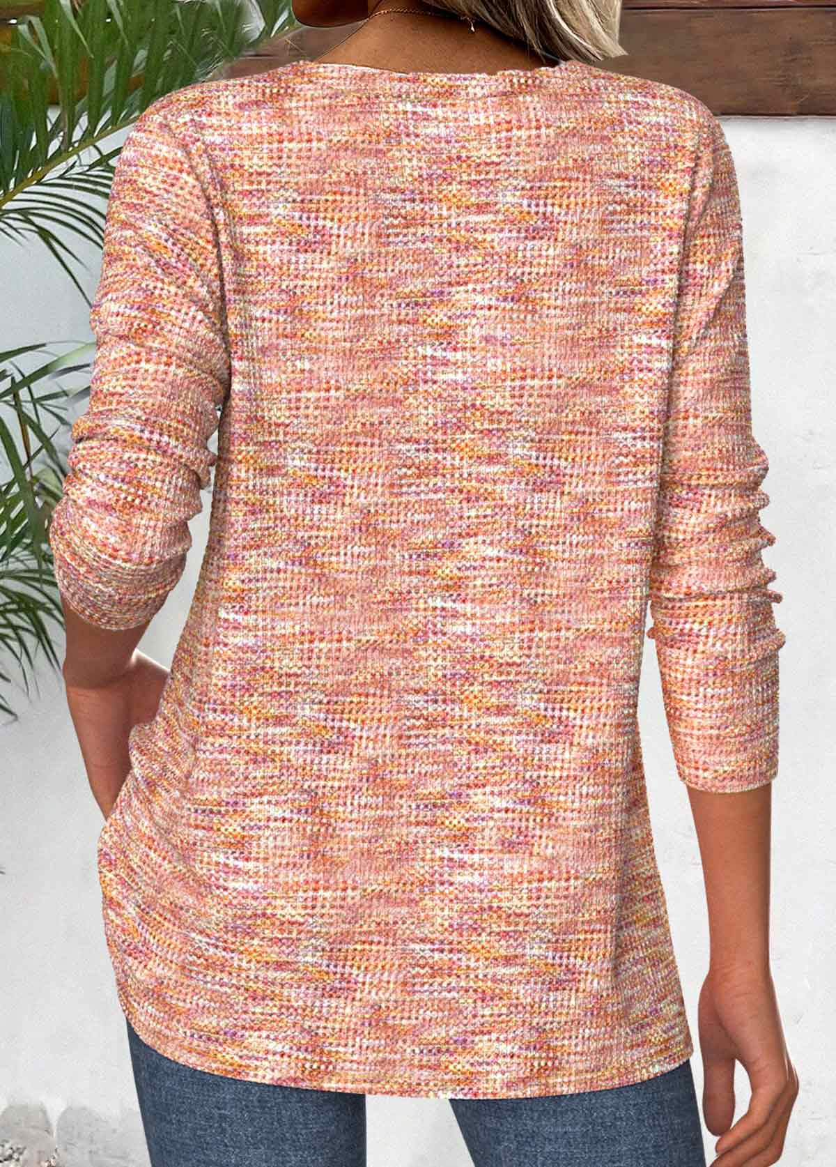 Multi Color Long Sleeve V Neck T Shirt | picture 