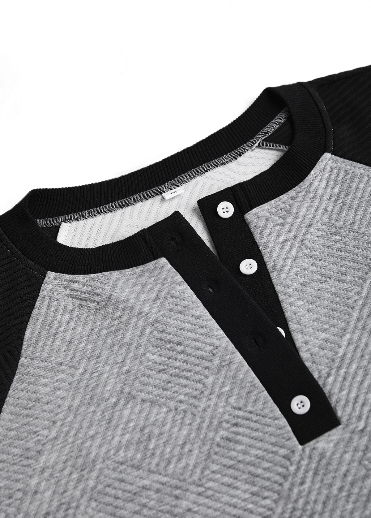 Light Grey Button Long Sleeve Split Neck Sweatshirt | picture 