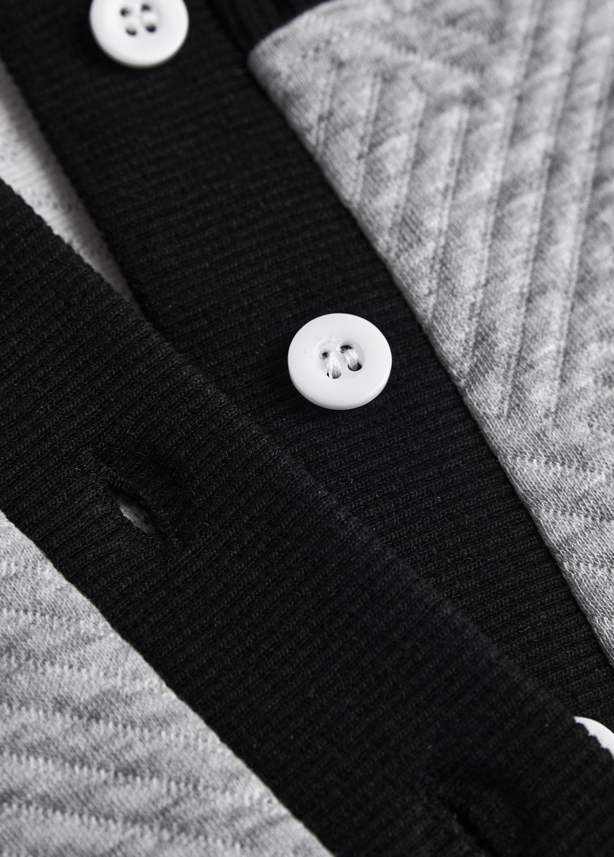 Light Grey Button Long Sleeve Split Neck Sweatshirt | picture 