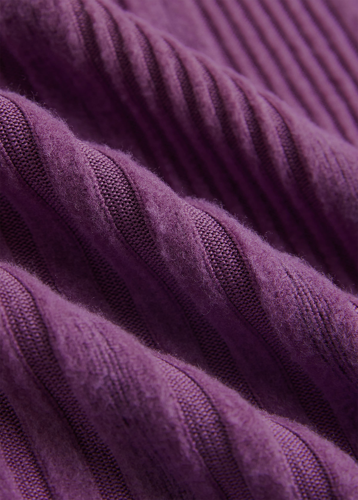 Purple Button Plaid Long Sleeve Split Neck Sweatshirt | picture 