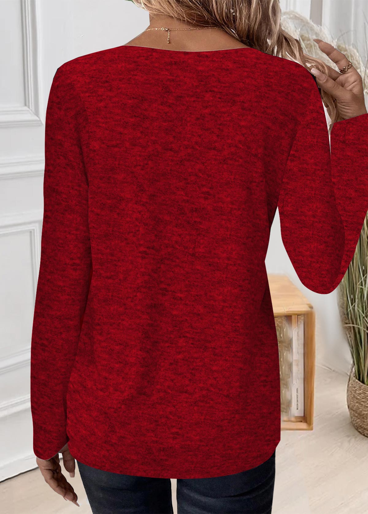 Plus Size Red Patchwork Heart Print T Shirt | picture 