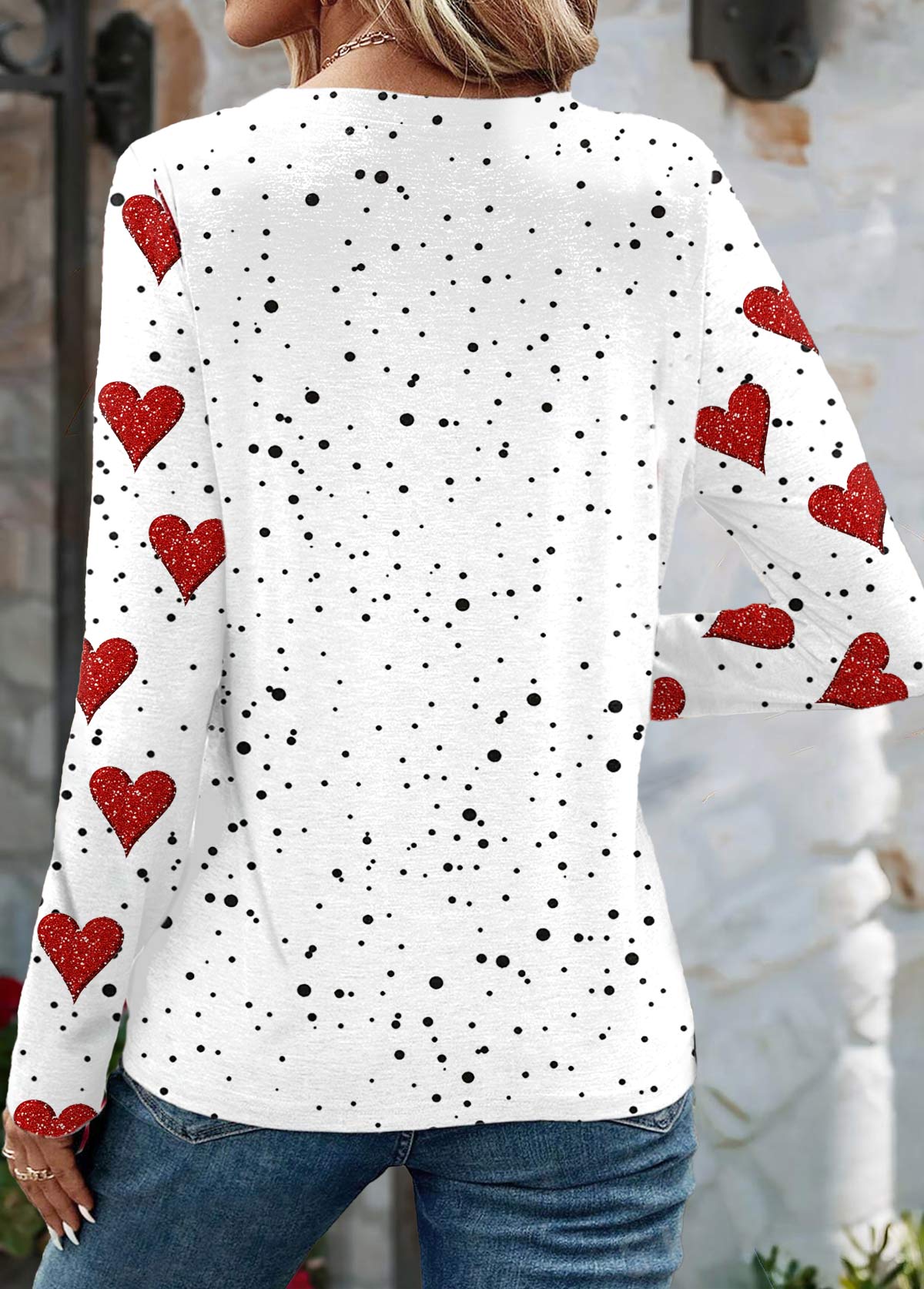 Plus Size White Valentine's Day Print T Shirt | picture 