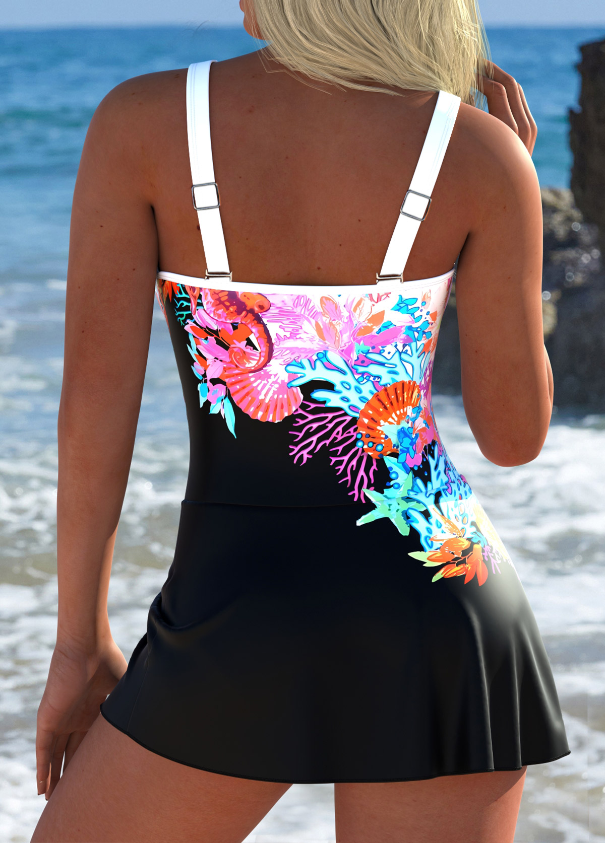 Tie Animal Print Multi Color One Piece Swimdress | picture 