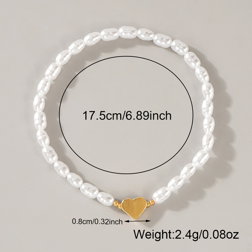 White Heart Design Pearl Bracelet Set | picture 