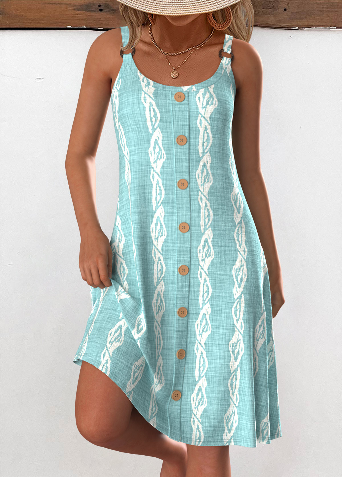 Plus Size Mint Green Tummy Coverage Strappy Dress | picture 