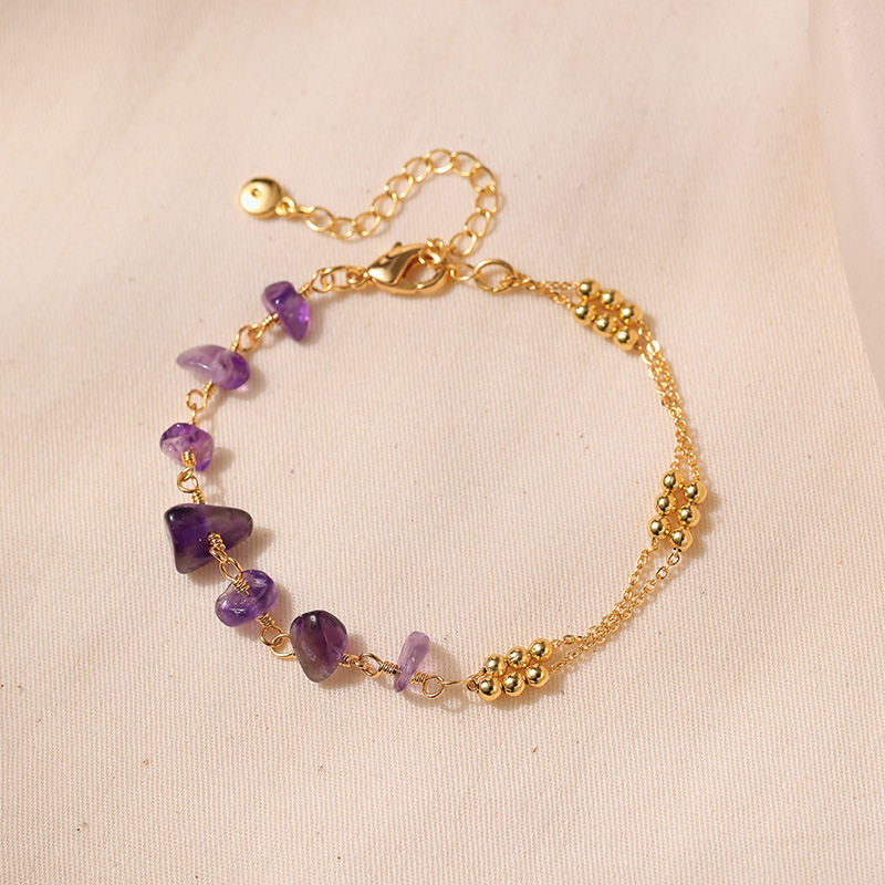 Golden Color Crystal Metal Detail Bracelet | picture 