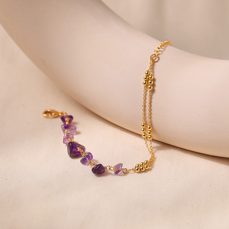 Golden Color Crystal Metal Detail Bracelet | picture 