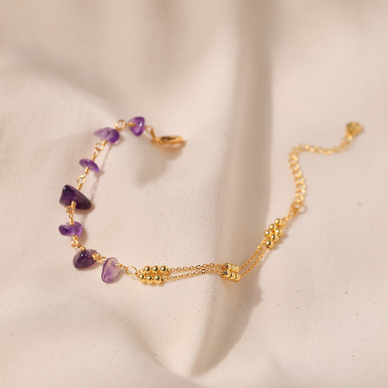 Golden Color Crystal Metal Detail Bracelet | picture 