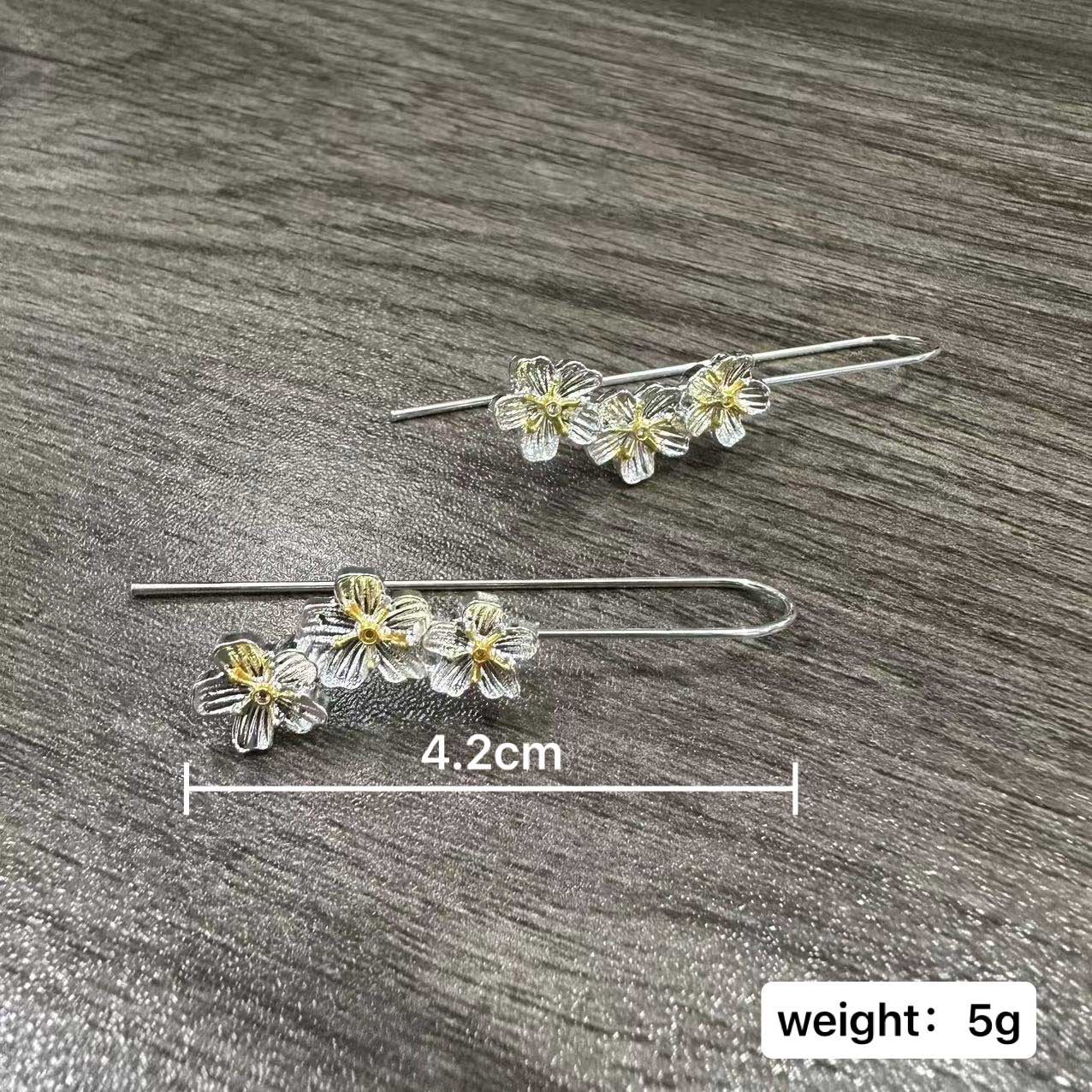 Silver Flower Design Plants Alloy Earrings | picture 