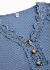 Dusty Blue Lace Long Sleeve T Shirt