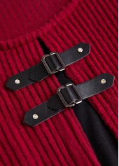 Wine Red Fake 2in1 A Line Dress | thumb picture 