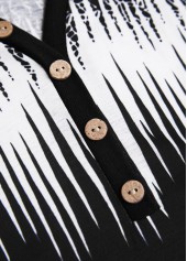 Black Patchwork Ombre Long Sleeve V Neck T Shirt | thumb picture 