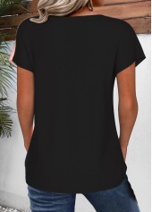 Light Pink Patchwork Short Sleeve V Neck T Shirt | thumb picture 