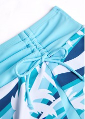 Cut Out Tropical Plants Print Cyan Tankini Set | thumb picture 