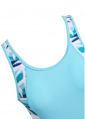 Cut Out Tropical Plants Print Cyan Tankini Set | thumb picture 
