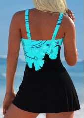 Tie Floral Print Cyan One Piece Swimdress | thumb picture 