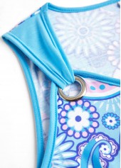 Light Blue Tummy Coverage Paisley Print Sleeveless Dress | thumb picture 