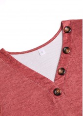 Dusty Pink Patchwork Long Sleeve V Neck Sweatshirt | thumb picture 