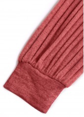 Dusty Pink Patchwork Long Sleeve V Neck Sweatshirt | thumb picture 