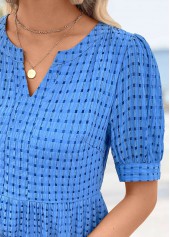 Blue Tummy Coverage Short Sleeve Split Neck Dress | thumb picture 