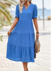 Blue Tummy Coverage Short Sleeve Split Neck Dress | thumb picture 