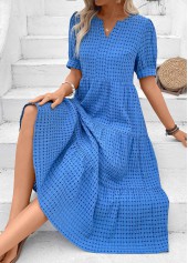 Blue Tummy Coverage Short Sleeve Split Neck Dress | thumb picture 