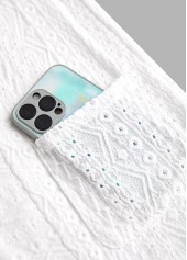 White Pocket Lace Long Sleeve Coat | thumb picture 